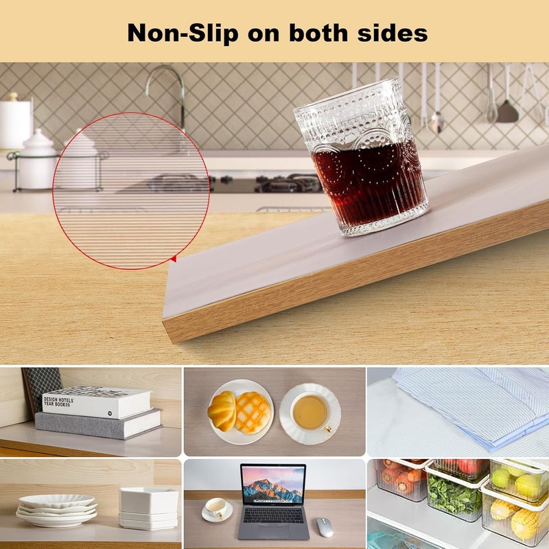 TEZZ 2 Rolls Shelf Liners, 17.5 Inches x 20 FEET Non-Slip Kitchen Cabinet Liner, Washable Oil-Proof Non-Adhesive Contact Paper for Kitchen Drawer, Cabinet, Shelves, Refrigerator, Storage, Desks, coutertops - Image 5